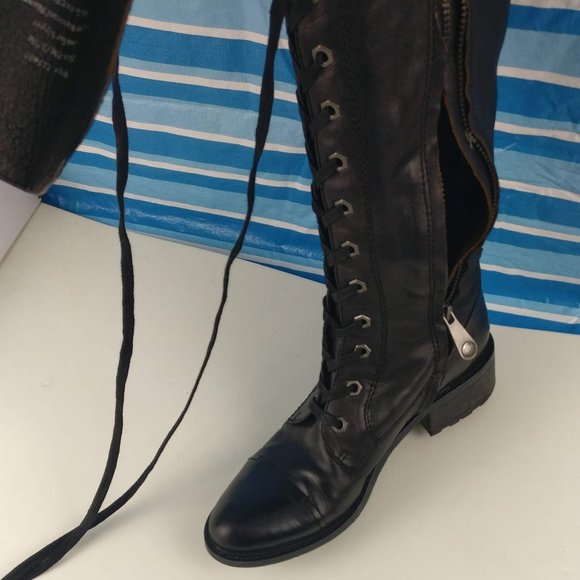 GENUINE LEATHER COUNTRY VICTORIAN OTK TALL ZIP/LACE UP GOTH BOOT 7US/5UK - Picture 6 of 16